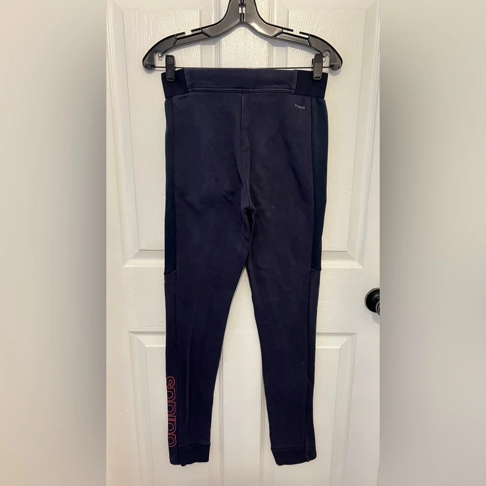 ADIDAS Women's Navy Blue Drawstring Tapered Skinny Leg Sweatpants Size S - Picture 2 of 4